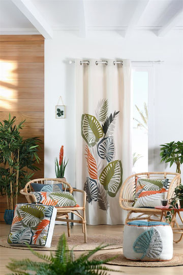 Pouf Bolster Tropical Leaves 40x40x30cm