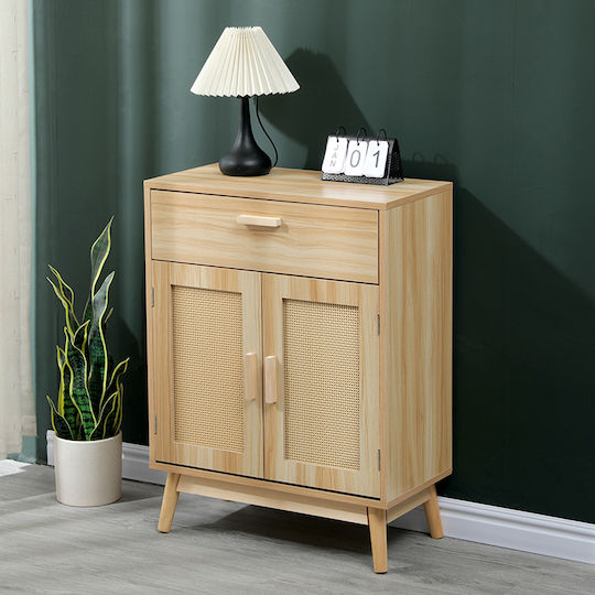 Sideboard Scandy Wooden with Drawers Natural Shade 60x30x80cm