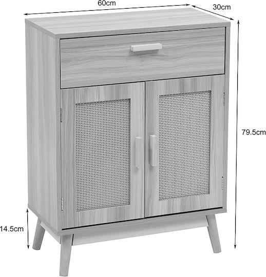 Sideboard Scandy Wooden with Drawers Natural Shade 60x30x80cm