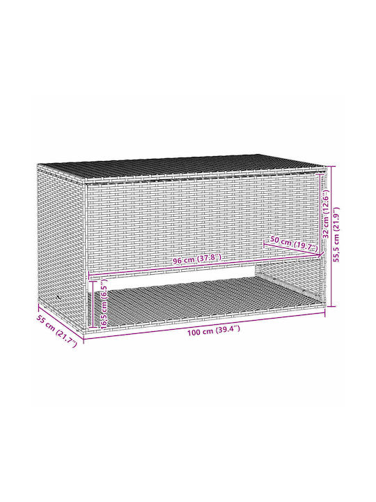 Băncuță De Grădină Cub Pentru Exterior Rattan Maro 100x55x55,5cm