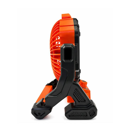 Solar Rechargeable Fan 8w Desktop 4 Speeds Flashlight Power Bank X25 Black Orange