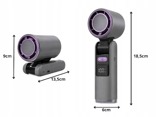 Verk Group Portable Mini Fan USB 199 Speeds Folding Flashlight Display Black 5907451381595