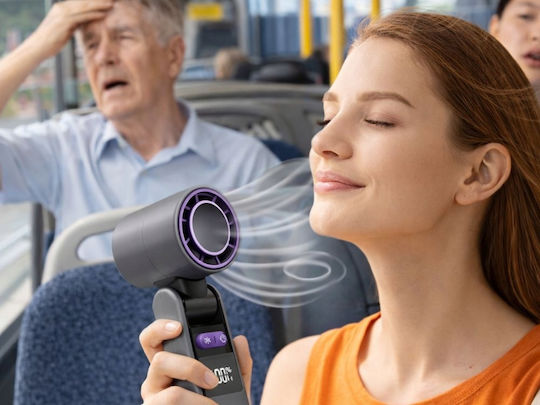 Verk Group Portable Mini Fan USB 199 Speeds Folding Flashlight Display Black 5907451381595