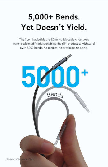 Vention Cablu Flat / Braided USB 2.0 USB-C Masculin - USB-C 60W PD Bej 1m TRZJF