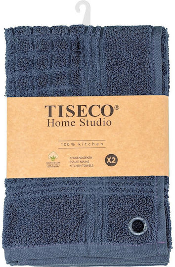 Tiseco Tiseco Küchenhandtuch aus 100% Baumwolle in Blau Farbe 50x50cm 2 Stück