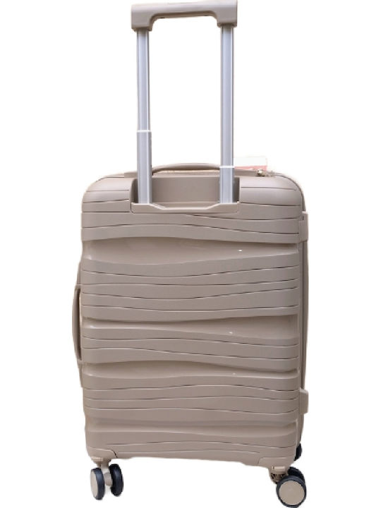 My Shoe Fashion Cabin Hard Beige Suitcase with 4 Wheels Height 55cm