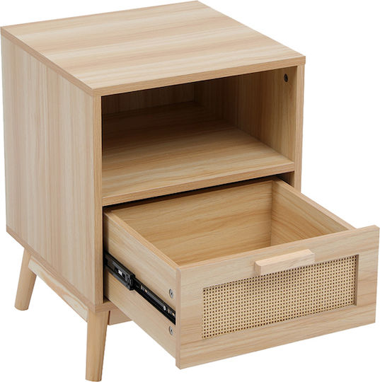 Κομοδίνο Scandy Ξύλινο Μπεζ 40x39.5x55cm