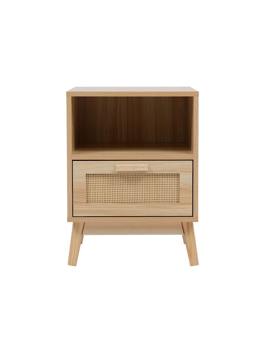 Bedside Table Scandy Wooden Beige 40x39.5x55cm