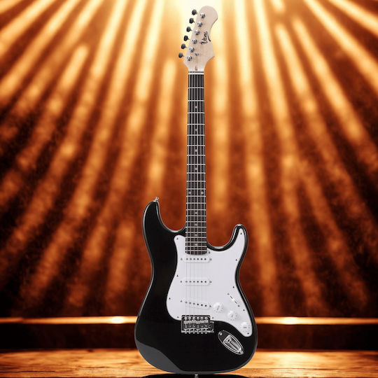 V-tone Eg 39 Bk Електрическа Китара 4/4 Stratocaster 39” SSS Капак Колан Кабел Jack-jack Тунер Перца Струни Лост За Тремоло Шестограми Комплект
