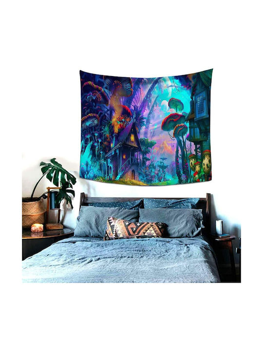 FRIPIA Decorative Tapestry Magical Forest with Giant Mushrooms Made of Fabric 150x130cm