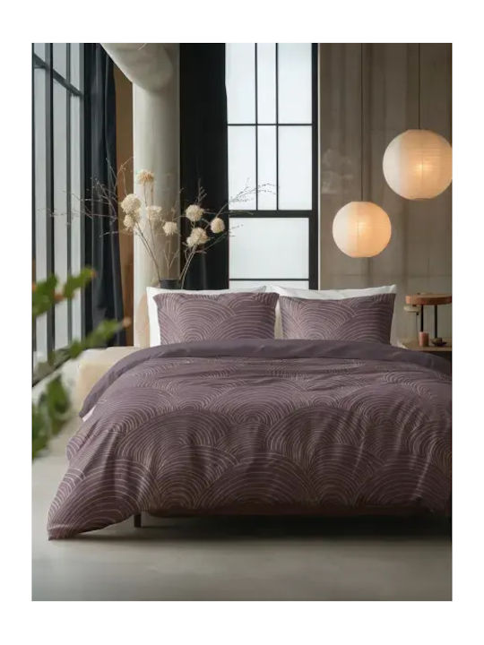 Sleeptime Set Huse Pentru Pilote 100% Bumbac 200x220cm Dublu Cu 2 Fețe De Pernă Violet