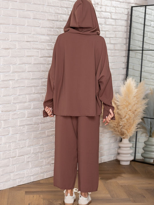 Set Damen Jogginghosen Braun
