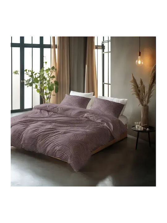 Sleeptime Set Huse Pentru Pilote 100% Bumbac 200x220cm Dublu Cu 2 Fețe De Pernă Violet