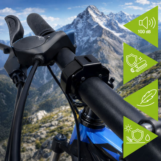 Clopoțel Mecanic pentru Bicicletă Zola 90-100 Db Prindere pe Ghidon 22.2 Mm 7.5 X 4.5 X 2 Cm Negru