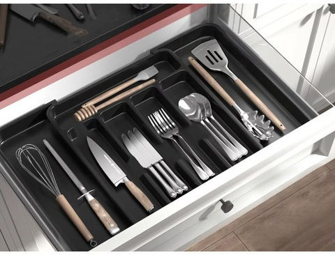Ruhhy Tavă pentru Tacâmuri de Sertar Rabatabilă din Plastic 44.5x36.5cm Neagră Ruhhy Tavă pentru Tacâmuri de Sertar Rabatabilă din Plastic 44.5x36.5cm Neagră