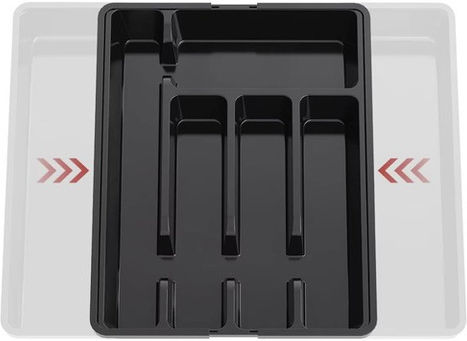 Ruhhy Opening Plastic Drawer Cutlery Tray 44.5x36.5cm Black