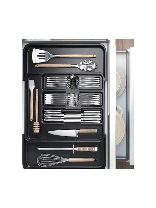 Ruhhy Tăvi pentru tacâmuri de sertar Rabătabilă Plastică 44.5x36.5cm Neagră