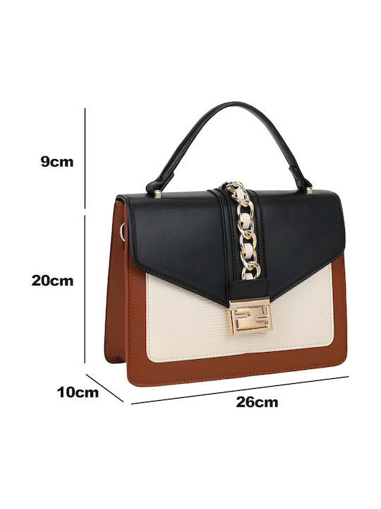Gallantry Damen Handtasche Dekorative Kette Layout Schmuck Verschluss Schwarz Braun
