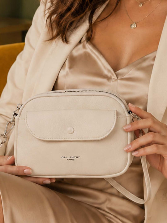Gallantry Damen Crossbody Tasche Kompakte Struktureffekt Vorderklappe Tasche Beiges