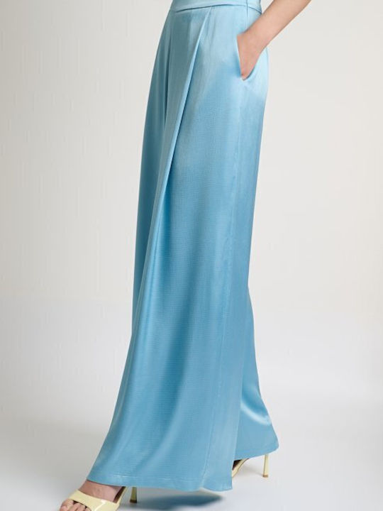 Women's Satin Pantaloons with Rubber Band in Loose Fit Sea Blue