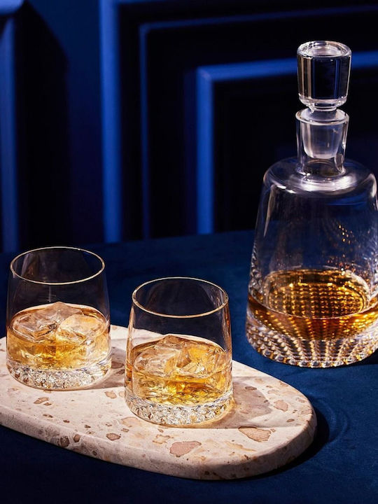 Krosno Crystal Whiskey Serving Decanter with Stopper and Transparent Glasses 950ml 7 Pieces