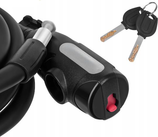 Bicycle Lock Key Zola 150 Cm Spiral Cable 12 Mm Thickness Pvc Coating Uv Resistant Ipx5 Black