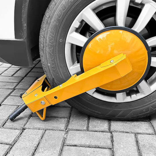 Relaxdays Wheel Lock Anti-theft Protection 15" Yellow Black 43x30.5x77 Cm