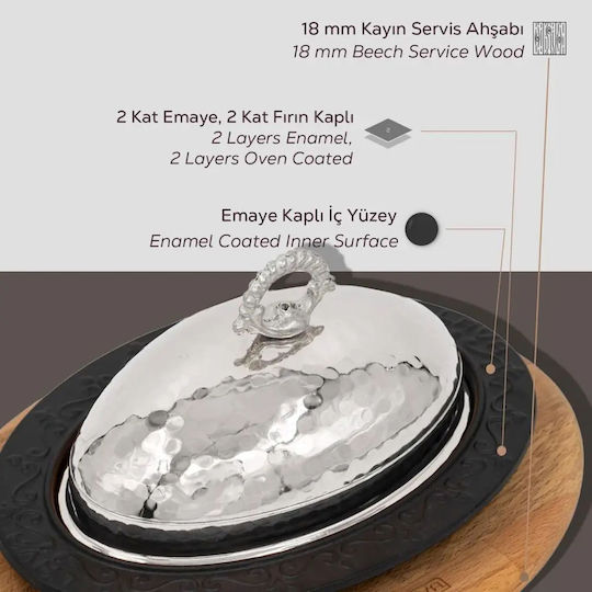 Lava Servierplatte Oval Hölzernes Silber 28x20cm