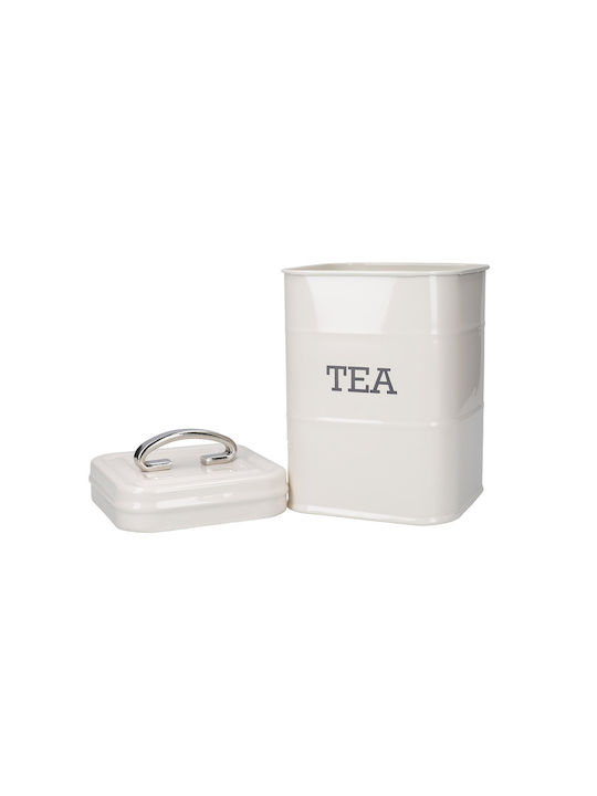 Kitchen Craft Κουτί για Τσάι με Καπάκι Μεταλλικό Μπεζ 11x11x17cm