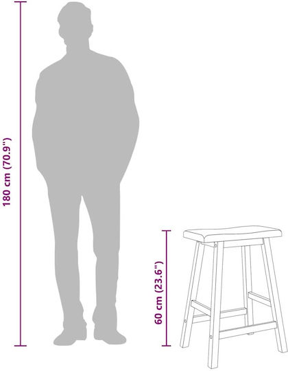 Bar Wooden White Stools 2 Pieces 44.5x35x60cm