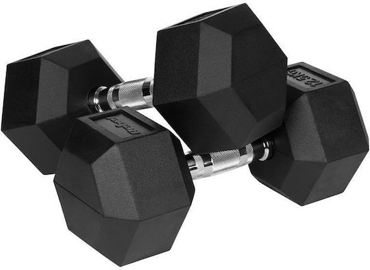 Rebel Set Haltere Hexagonale din Cauciuc 2 x 12,5kg