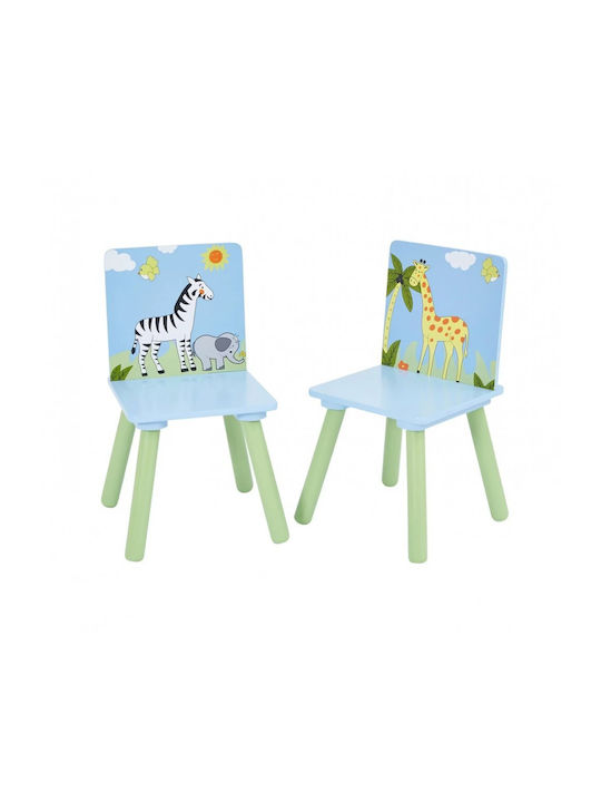 Kids Table Set with Chairs Made of Wood Blue