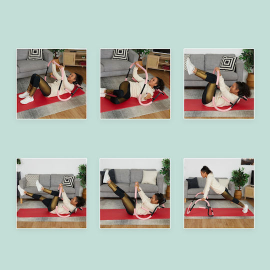 Relaxdays Aparat Abdominal Roz Negru 68,5x69x65 Cm Suport Pentru Gât Capacitate 100 Kg