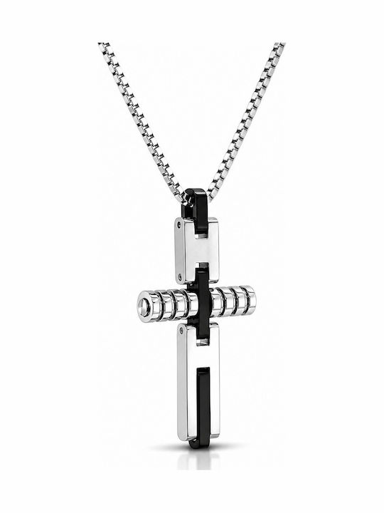 Rosso Amante Herren Kreuz aus Stahl mit Kette