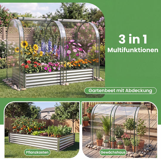 Costway Ghiveci de Flori Metalic Argintiu 145x100x180cm