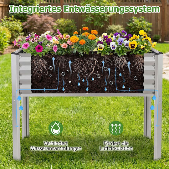 Costway Metallischer Silberner Blumenkasten 77,5x60x118cm