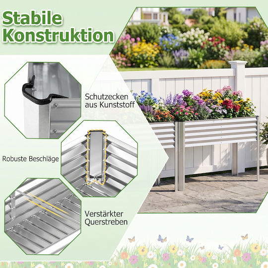 Costway Metallischer Silberner Blumenkasten 77,5x60x118cm