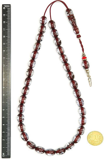 Roloi Komboloi Worry Beads with 33 Beads Made of Resin Length 37cm Multicolour