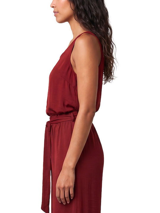 Women's Satin Sleeveless Blouse Burgundy