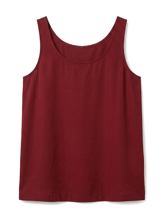 Women's Satin Sleeveless Blouse Burgundy