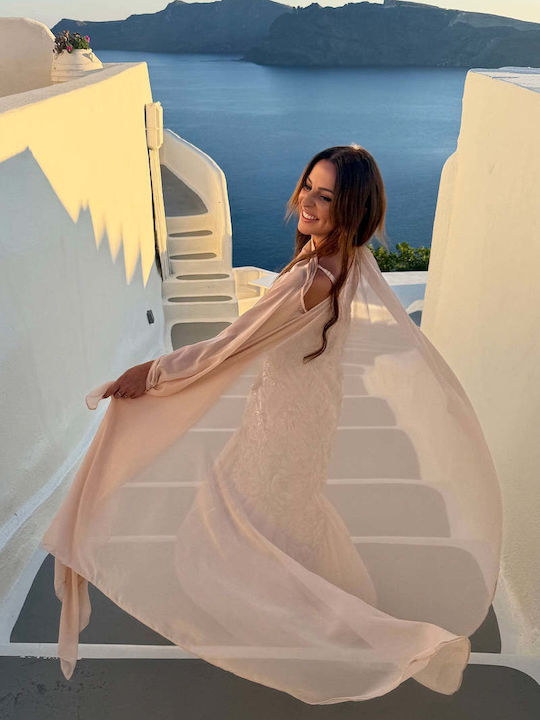 Καλοκαιρινό Maxi Βραδινό Φόρεμα Beige