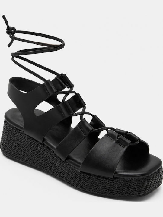Platforme Dama Tip Espadrile Negre