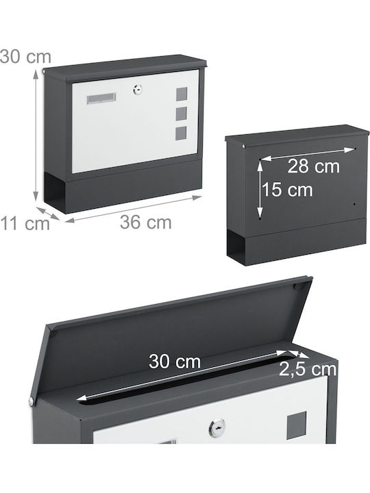 Relaxdays Cutie Poștală Metalică Pentru Exterior Gri