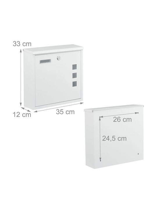 Relaxdays Cutie Poștală Pentru Exterior Metalică Albă 30x10x40cm