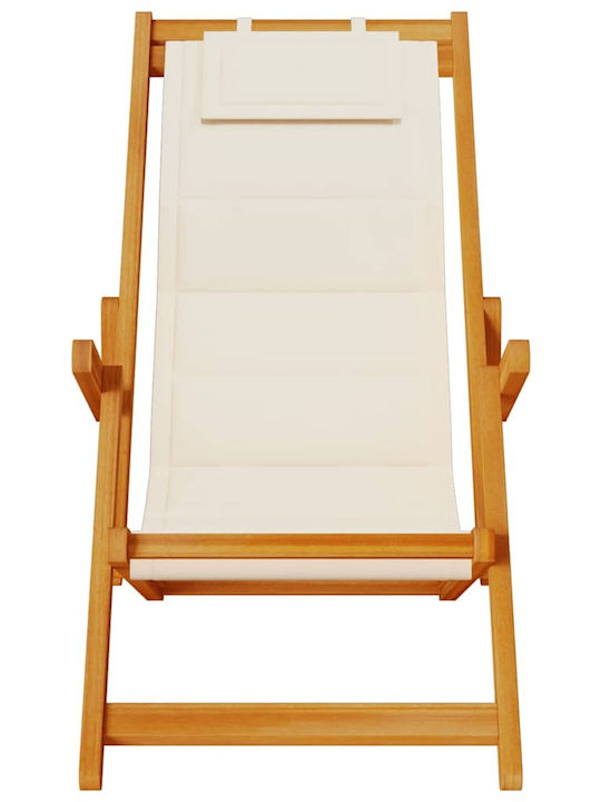 Сезлонг Дървен с Подлакътници Крем 61.5x110x96см