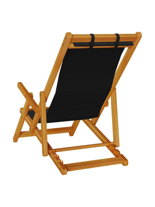 Wooden Deckchair With Arms Black 61.5x110x96cm