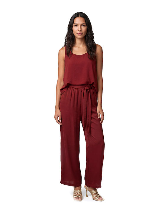 Damen Zip-Culottes mit Gummiband in entspannter Passform Burgundisch