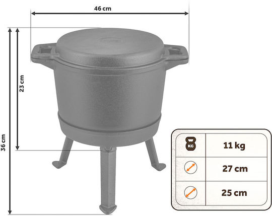 Oală Din Fontă Emailată 8l Cu Suport + Tigaie Grill Bd-480 348010