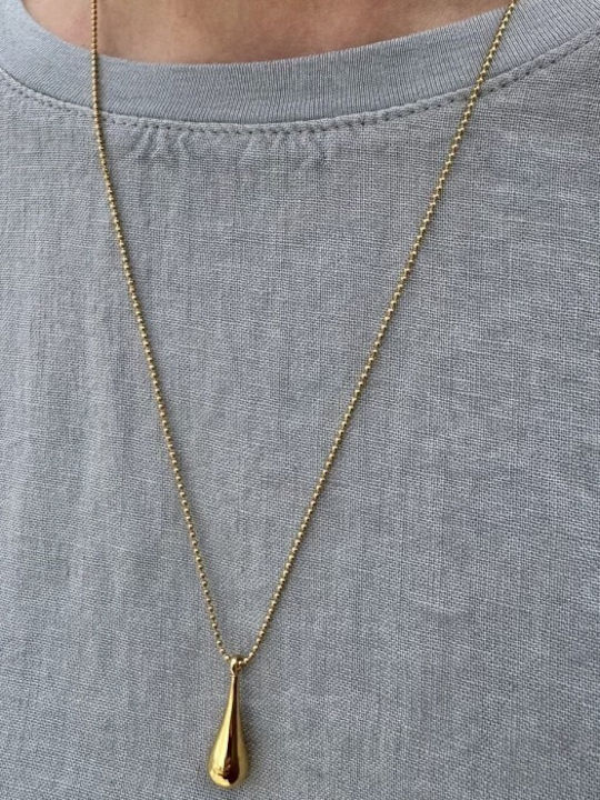 Irmelia Necklace With Tear Design Made Of Gold Plated Steel
