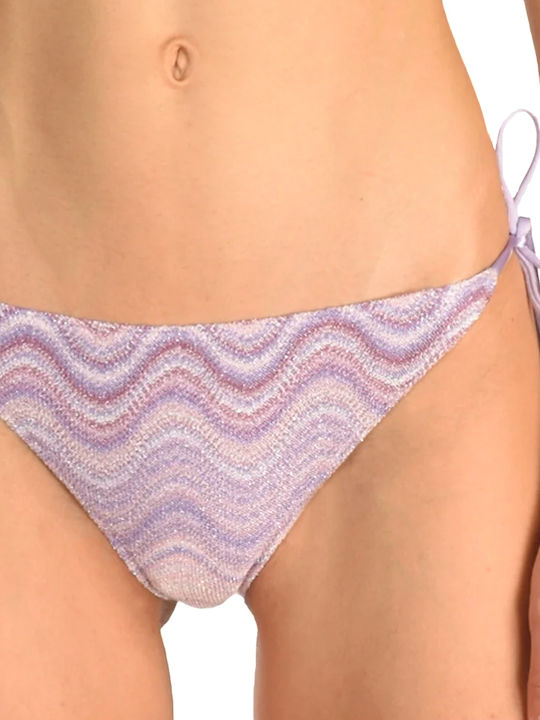 Virgo Bikinihosen Slip mit Schnürung Weiß- Lila- Rosa